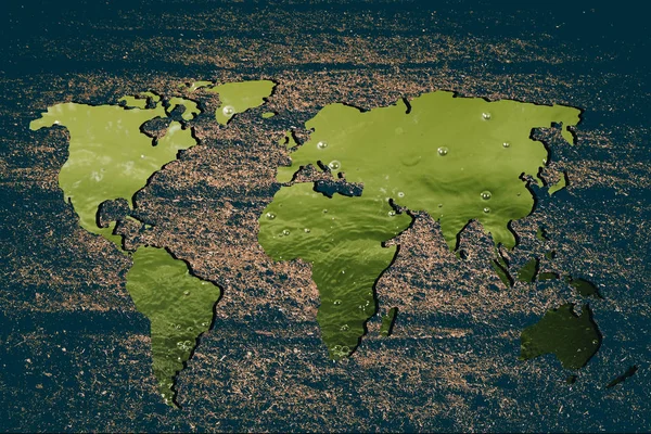 Mapa do mundo aproximadamente delineado com preenchimento de fundo de água — Fotografia de Stock