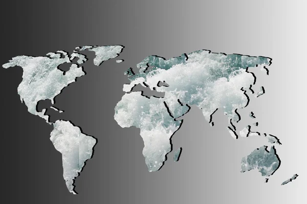 Z grubsza nakreślono mapę świata z wypełnieniem tła wody — Zdjęcie stockowe