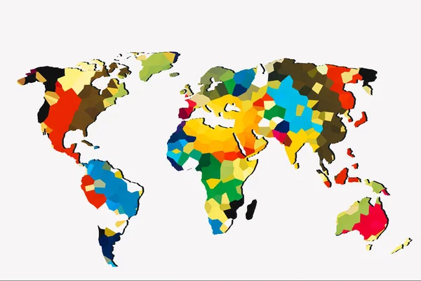 Mapa Mundo Aproximadamente Delineado Com Padrões — Fotografia de Stock