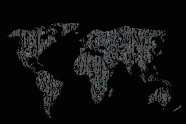 Carte Monde Schématisée Avec Motifs — Photo