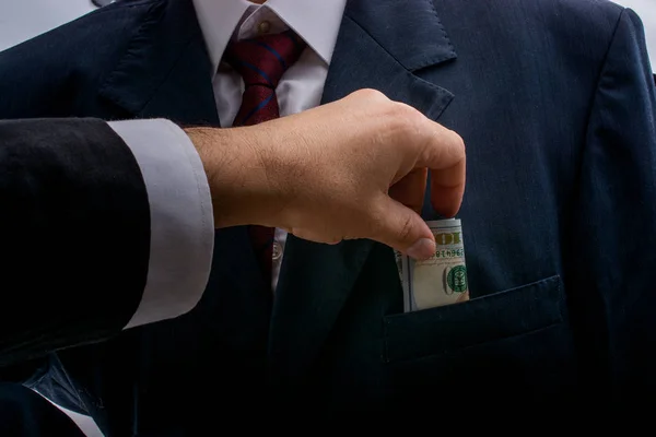 Konzept Für Korruption Und Schmiergeldfinanzierung Mit Dollarbündel — Stockfoto