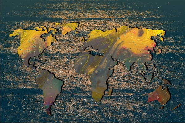 Mappa Del Mondo Delineata Approssimativamente Con Modelli — Foto Stock