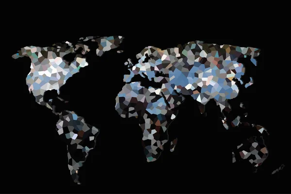 Roughly outlined world map with patterns