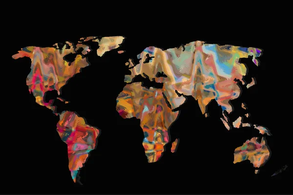 Mappa Del Mondo Delineata Approssimativamente Con Modelli — Foto Stock