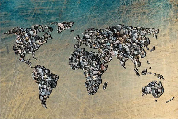 Mapa Mundo Aproximadamente Delineado Com Fundo Branco — Fotografia de Stock