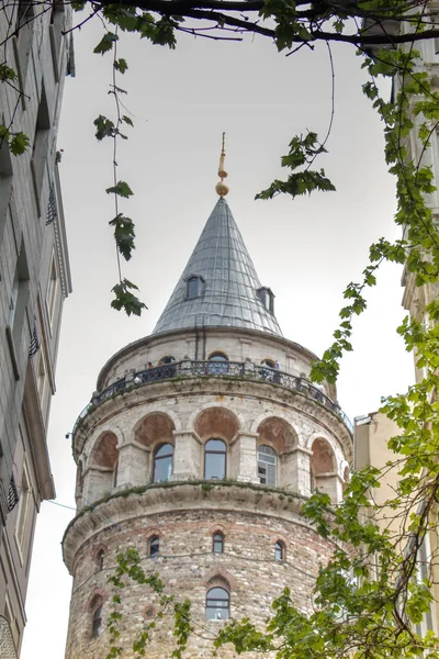 Vista Torre Galata Dos Tempos Antigos Istambul — Fotografia de Stock