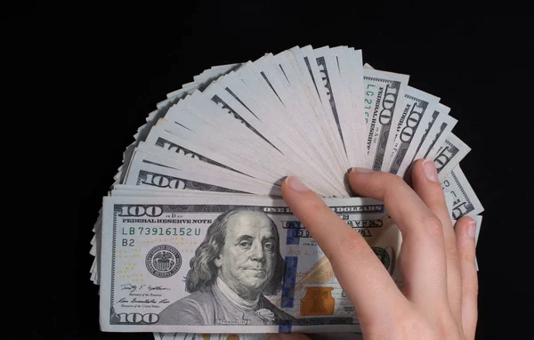 Ele Tutuşan Amerikan Doları Banknotları — Stok fotoğraf