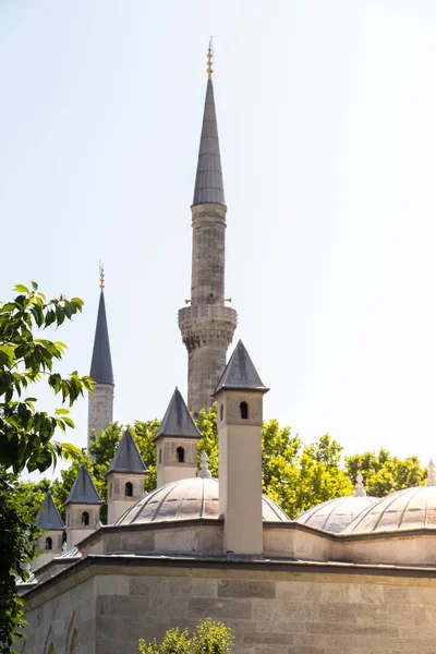 Minaret of Muslim mosque Religion, islam, tourism and travel concepts