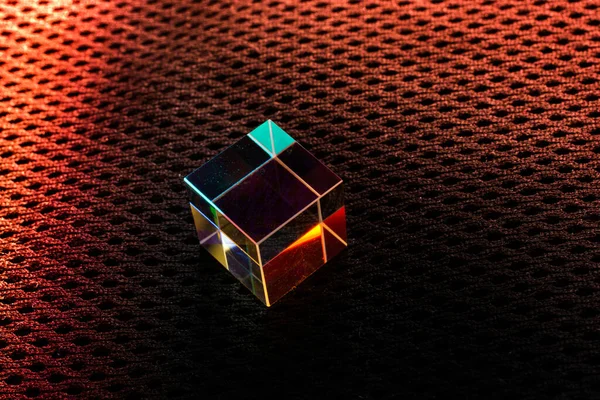 Оптичний Скляний Куб Розсіювання Світла Спектр Фізична Оптична Рефракція Променів — стокове фото