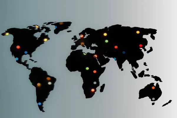 Mapa Mundo Aproximadamente Delineado Com Fundo Cinza — Fotografia de Stock