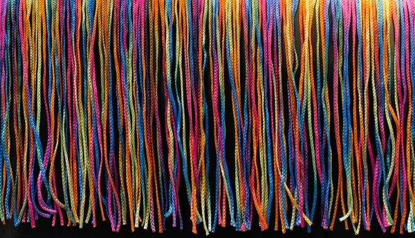 Muitas Cordas Trançadas Coloridas Vista — Fotografia de Stock