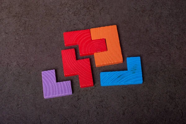 Pièce Puzzle Coloré Bois Comme Concept Résolution Problèmes — Photo