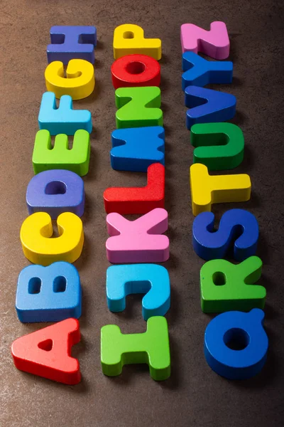 Alfabeto Abc Letras Madeira Para Conceito Educação Precoce — Fotografia de Stock