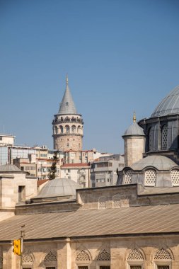 İstanbul 'da antik çağlardan kalma Galata Kulesi manzarası