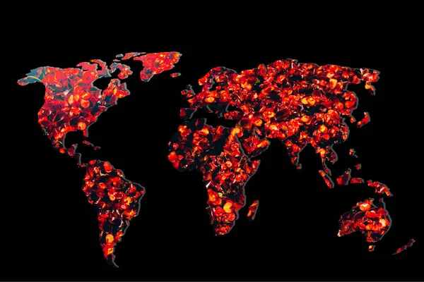 Грубо Нарисованная Карта Мира Цветочной Начинкой — стоковое фото