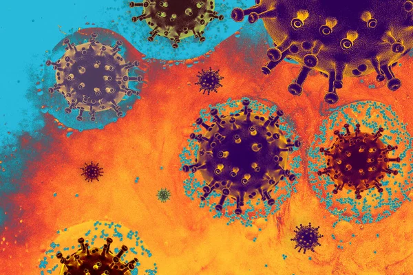 Virus Pandemische Cellen Bacteriën Molecuul Concept Kiemen Bacteriën Met Cellen — Stockfoto