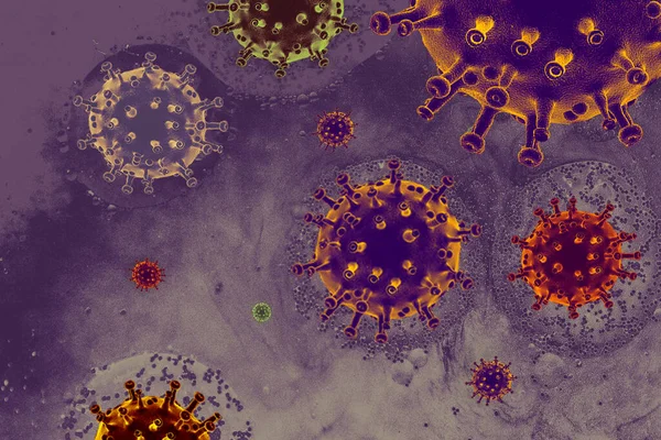 Virus Pandemische Cellen Bacteriën Molecuul Concept Kiemen Bacteriën Met Cellen — Stockfoto