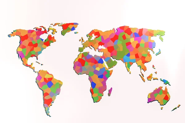 Mapa Del Mundo Esbozado Con Patrones Fondo Coloridos —  Fotos de Stock