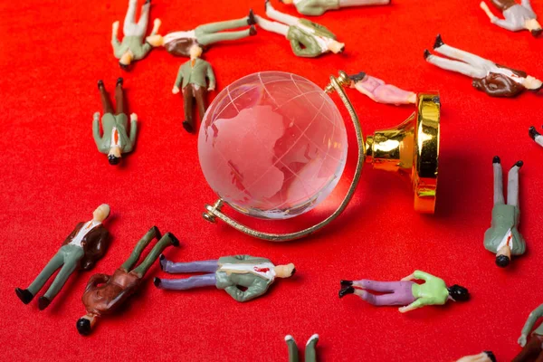 Figurine Tutto Mondo Come Bilancio Delle Vittime Pandemia Coronavirus Nel — Foto Stock