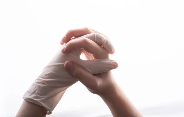 Protective Sterile Latex Glove Coronavirus Covid Pandemic Concept — Stock Photo, Image
