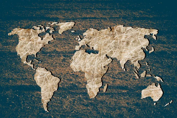 Mappa Del Mondo Grossolanamente Delineata Con Sfondo Bianco — Foto Stock