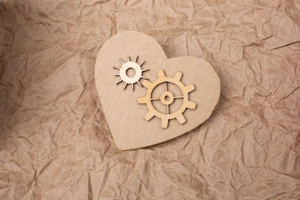 Rodas Engrenagem Forma Coração Para Amor Conceito Dia Dos Namorados — Fotografia de Stock