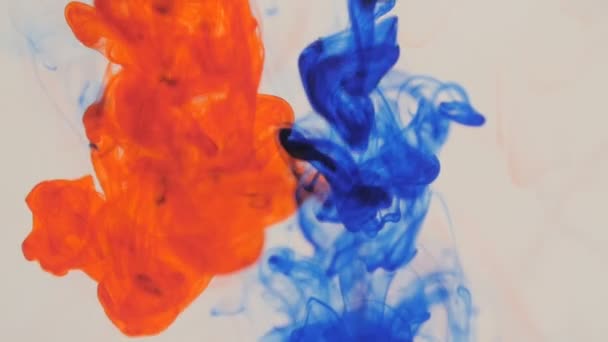 Inkt in water. Rood en blauw. — Stockvideo