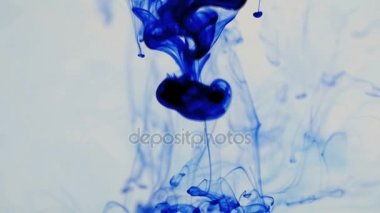 Renkli mavi mürekkep düştü içine su. 96 fps.