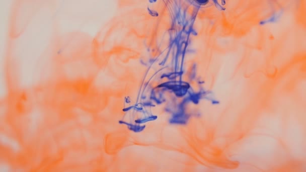 Rode en blauwe inkt in water. Creatieve videobackground. Slow motion. — Stockvideo