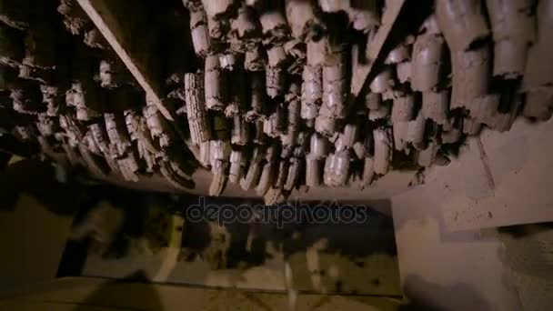 Processing of clay at industrial dactory. Clay goes through industrial equipment. — Stock Video