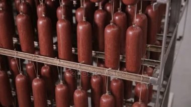 Sosis fabrikası dondurucu depolama. Hazır, bir büyük gıda depo ptoducts karşılamak yapılmış.