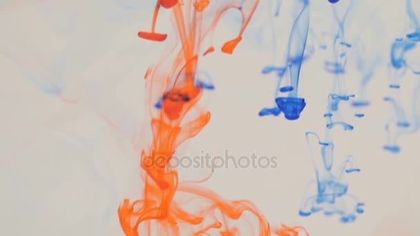Manchas de tinta laranja e azul Fusão e expansão . — Vídeo de Stock