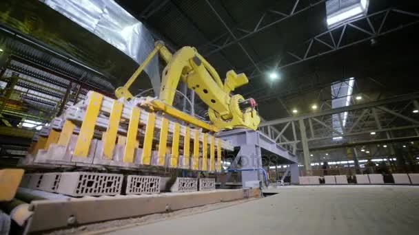 Modern industriell automation. Robotic Arm montering produkter. Timelapse. — Stockvideo
