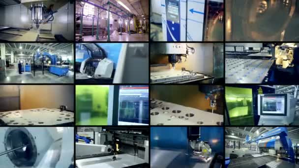 Modern industriell produktion. Multiscreen montage. — Stockvideo