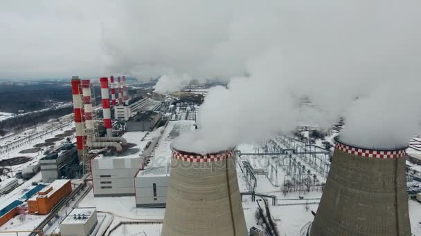 Concepto de calentamiento global. Fondo industrial de la planta térmica . — Vídeos de Stock