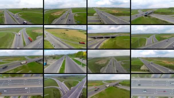 Video di trasporto su più schermi. Trasporto, consegna, concetto di viaggio . — Video Stock