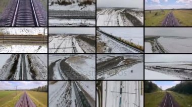 Multiscrenn kargo konteyner geçen. Yük trenleri teslim kavramı. Hava.