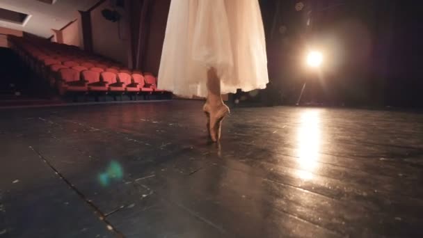 Tanz, der von einer unerkannten Balletttänzerin aufgeführt wird. Nahaufnahme, Schwebestativ. hd. — Stockvideo
