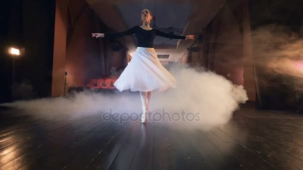 Turning around of the ballerina girl. Steadicam. HD. — Stock Video