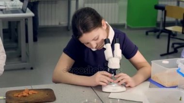 Mikroskop altında örnek Eğitim İlköğretim Okulu kız. 4k.