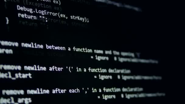 Cyber koncept útoku. Počítačový program kód běží ve virtuálním prostoru. 4k. — Stock video