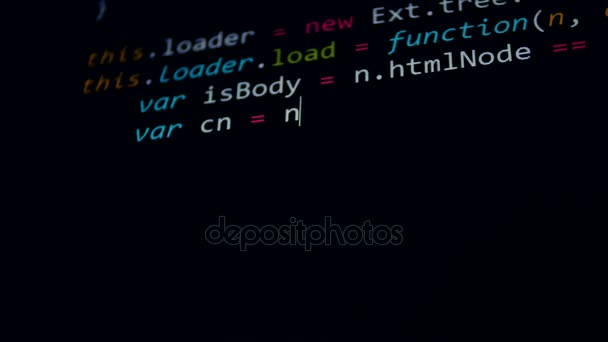 Software código de computador na tela do computador . — Vídeo de Stock