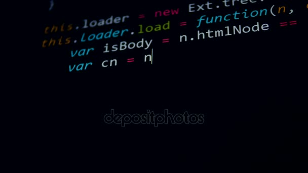 Programvara datorkod på datorskärmen. — Stockvideo