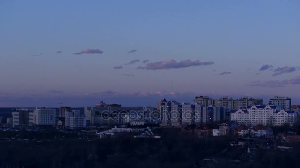 Sunrise cityscape. Morning in the a small city. Time lapse video — Stock Video
