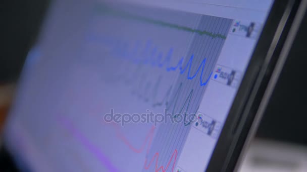 Lie detectors graphs on computer. — Stock Video