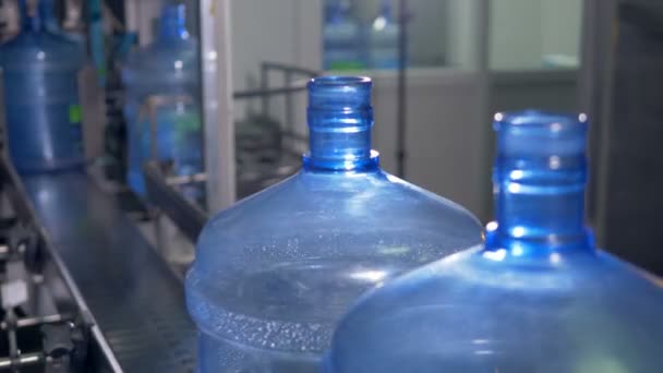 Nuovo lotto di grandi bottiglie in PET on line . — Video Stock