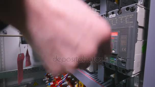 Manufacturing of equipment for electrical distribution systems. — Stock Video