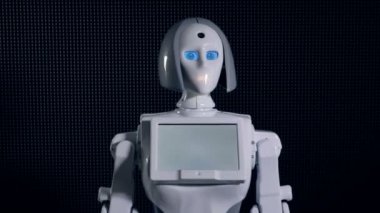 Beyaz bir robot tebrik yay.