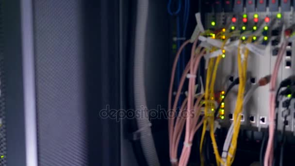 Computer server rack in un Data Center. 4K . — Video Stock