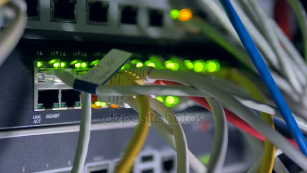 Feux clignotants centre de données. Concept de cybercriminalité. 4K .